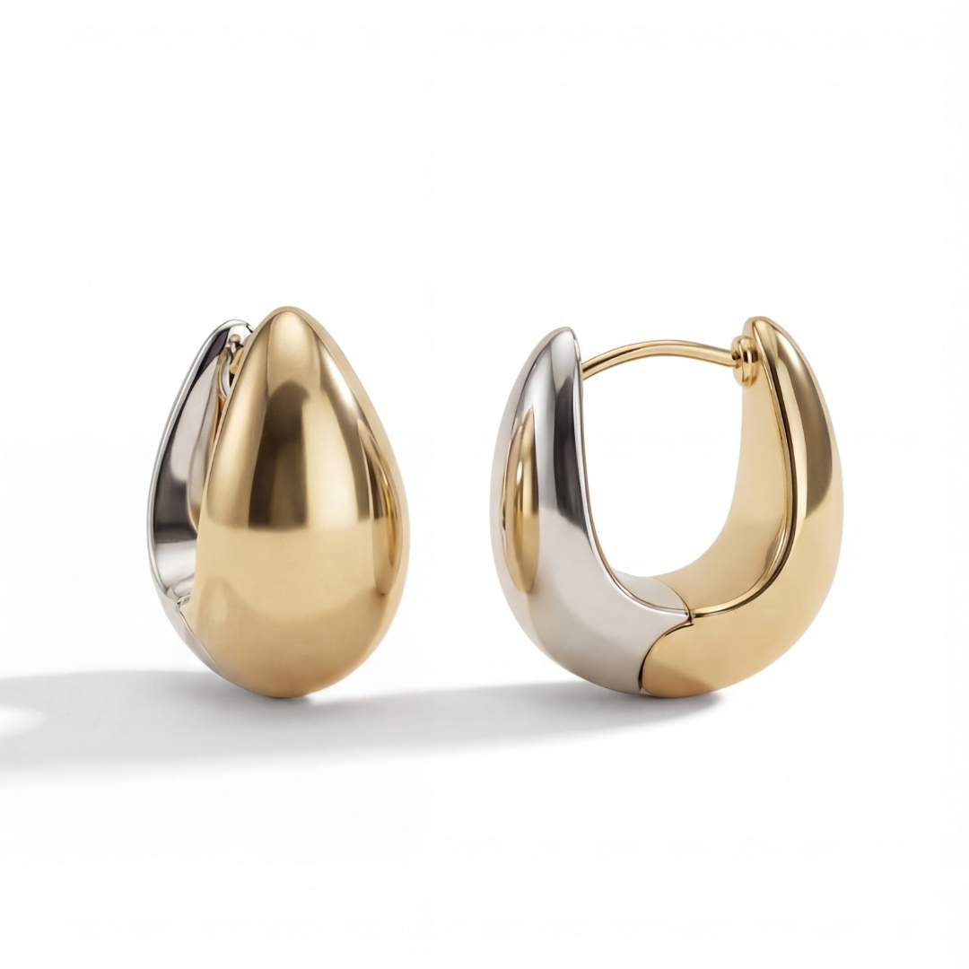 Two-Tone Dome Earrings