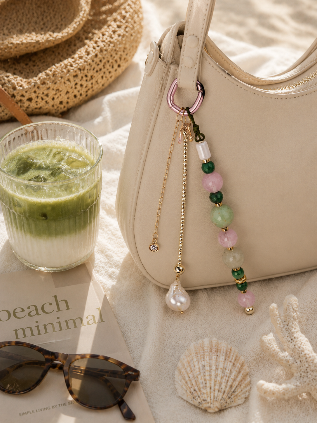 Jade Rosé Bag Charm.