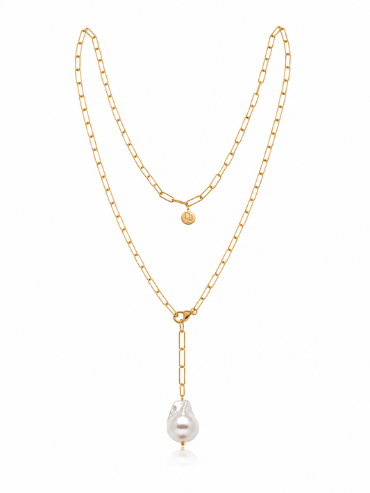Pearl Drop Chain Necklace