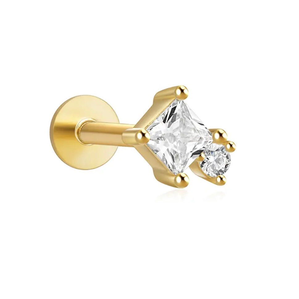 Double Gem Flatback Stud